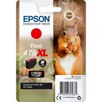 Epson Squirrel 478XL Eichhörnchen Claria Photo HD Single Red Tinte, High (L) Yield, Rot, Tinte auf Pigmentbasis, 10,2 ml, 1 Stück(e), Einzelpackung