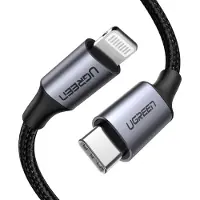 UGREEN 60759, 1 m, USB C, Lightning, Schwarz, Silber, Stecker, Stecker