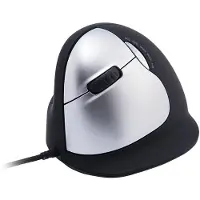R-Go Tools R-Go HE Maus, ergonomische vertikale Maus, Linkshänder, Groß (Handlänge ab 185 mm), beugt Mausarm vor, für Windows/Mac, kabelgebunden, Schwarz