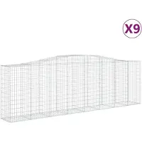 vidaXL Gabionen mit Hochbogen 9 Stk. 400x50x120/140cm Verzinktes Eisen