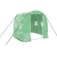 vidaXL Gewächshaus mit Stahlrahmen Grün 4 m² 2x2x2 m