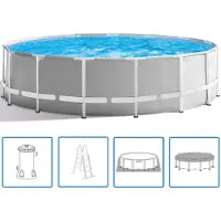 Intex 26726GN, 16805 l, Gerahmter Pool, Erwachsener & Kind, Leiter, Blau, Grau, 73,4 kg