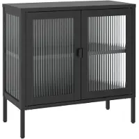 vidaXL Sideboard Schwarz 70x35x70 cm Glas und Stahl