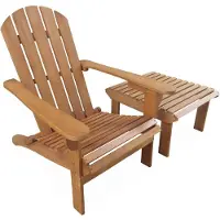 Sweeek - Gartensessel Adirondack mit Fußstütze - Holzfarben