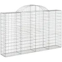 vidaXL Gabione mit Hochbogen 200x30x120/140 cm Verzinktes Eisen