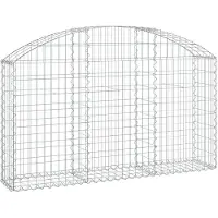 vidaXL Gabione mit Hochbogen 150x30x80/100 cm Verzinktes Eisen