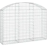 vidaXL Gabione mit Hochbogen 150x30x100/120 cm Verzinktes Eisen