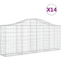 vidaXL Gabionen mit Hochbogen 14 Stk. 200x30x80/100cm Verzinktes Eisen