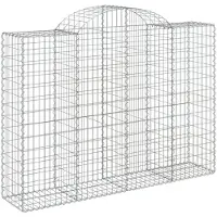 vidaXL Gabione mit Hochbogen 200x50x140/160 cm Verzinktes Eisen