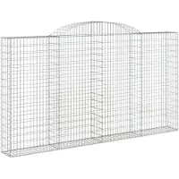 vidaXL Gabione mit Hochbogen 300x30x160/180 cm Verzinktes Eisen
