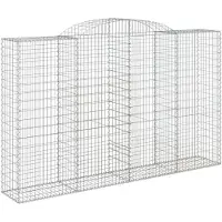 vidaXL Gabione mit Hochbogen 300x50x180/200 cm Verzinktes Eisen