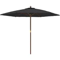 vidaXL Sonnenschirm mit Holzmast Schwarz 299x240 cm