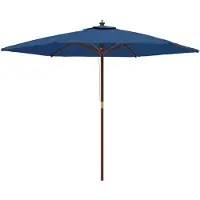 vidaXL Sonnenschirm mit Holzmast Azurblau 299x240 cm
