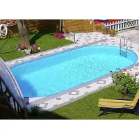 Steinbach Stahlwand Swimming Pool Set "Styria oval" blaue Poolfolie 737 x 360 x 150 cm