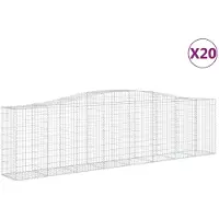 vidaXL Gabionen mit Hochbogen 20 Stk 400x50x100/120cm Verzinktes Eisen