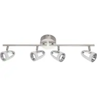 Globo Lighting LED Strahler Metall Nickel matt, verchromt, Kunststoff satiniert, beweglich, LxBxH: 630x100x170mm, inkl. 4x LED 5W 230V, 400lm Source, 310lm Output, 3000K
