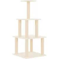vidaXL Kratzbaum mit Sisal-Kratzsäulen Creme 111 cm