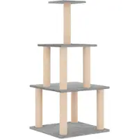 vidaXL Kratzbaum mit Sisal-Kratzsäulen Hellgrau 111 cm