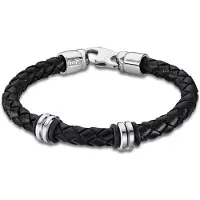 Lotus Armband "Urban Man", schwarz (schwarz, edelstahlfarben), Armbänder, 22cm, Edelstahl Kautschuk Leder, Edelstahl, Kautschuk, Leder, Armband