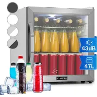 Klarstein Mini Kühlschrank mit Glastür, Mini-Kühlschrank für Zimmer, Getränkekühlschrank Klein mit Verstellbaren Ablagen, Kleiner Kühlschrank 47 Liter, Indoor/Outdoor Kühlschrank Leise