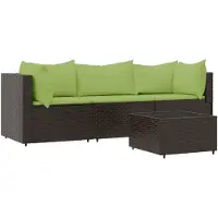 vidaXL 4-tlg. Garten-Lounge-Set mit Kissen Braun Poly Rattan