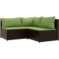 vidaXL 3-tlg. Garten-Lounge-Set mit Kissen Braun Poly Rattan