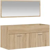 vidaXL Badschrank mit Spiegel Sonoma-Eiche Holzwerkstoff