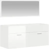 vidaXL Badschrank mit Spiegel Hochglanz-Weiß Holzwerkstoff