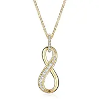 Elli Silberkette "Halskette Infinity Love Symbol Zirkonia 925 Silber" Gr. 45, gold, Halsketten, Damen, mit Stein, Silber 925 (Sterlingsilber), Silberkette