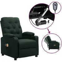 vidaXL Elektrischer Massagesessel Dunkelgrün Stoff