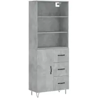 vidaXL Highboard Betongrau 69,5x34x180 cm Holzwerkstoff