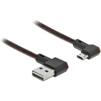 DeLOCK EASY-USB 2.0 Kabel Typ-A Stecker zu EASY-USB Typ Micro-B Stecker gewinkelt links / rechts 2 m schwarz, 2 m, USB A, Micro-USB B, USB 2.0, Schwarz
