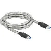 DeLOCK USB 3.2 Gen 1 Kabel Typ-A Stecker zu Typ-A Stecker mit Metallmantel 2 m, 2 m, USB A, USB A, USB 3.2 Gen 1 (3.1 Gen 1), 5 Gbit/s, Silber