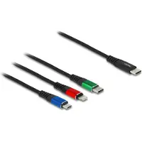 DeLOCK USB Ladekabel 3 in 1 USB Type-C zu Lightning / Micro USB / USB Type-C 1 m, 1 m, USB C, USB C/micro-USB B/Lightning, USB 2.0, Schwarz, Blau, Grün, Rot