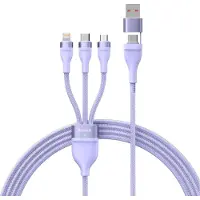 Baseus 3in1 USB-Kabel Flash Series 2, USB-C + Micro USB + Lightning, 100W, 1,2m (lila)
