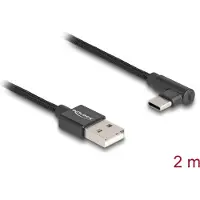 DeLOCK USB 2.0 Kabel Typ-A Stecker zu USB Type-C Stecker gewinkelt 2 m schwarz, 2 m, USB A, USB C, USB 2.0, 0,48 Gbit/s, Schwarz