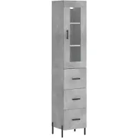 vidaXL Highboard Betongrau 34,5x34x180 cm Holzwerkstoff