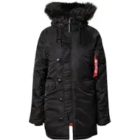 Alpha industries Lange Jacke mit Kapuze und Fellbesatz Größe: S