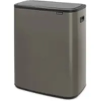 Brabantia Mülleimer "Bo Touch Bin, 60L", silber (platinum), B:54,5cm H:65,6cm T:31,2cm Ø:54,5cm, Kunststoff, Metall, Mülleimer, Mülleimer, Soft-Touch-Öffnungssystem