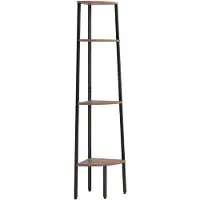 vidaXL 4-stöckiges Eckregal Dunkelbraun und Schwarz 45,5 x 31,5 x 150 cm