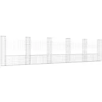 vidaXL Gabionenkorb U-Form mit 6 Säulen Eisen 620x20x150 cm
