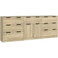 vidaXL 3-tlg. Sideboard Sonoma Eiche-Optik Holzwerkstoff