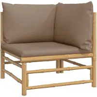 vidaXL Garten-Ecksofa mit Taupe Kissen Bambus