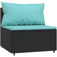 vidaXL Garten-Mittelsofa mit Kissen Schwarz Poly Rattan