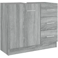 Super Merchant Waschbeckenschrank Grau Sonoma 63x30x54 cm Holzwerkstoff