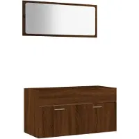 vidaXL 2-tlg. Badmöbel-Set Braun Eichen-Optik Holzwerkstoff