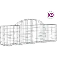 vidaXL Gabionen mit Hochbogen 9 Stk. 200x30x60/80 cm Verzinktes Eisen