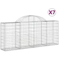 vidaXL Gabionen mit Hochbogen 7 Stk. 200x30x80/100 cm Verzinktes Eisen