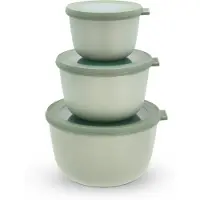 Mepal Frischhaltedose Set cirqula rund, 3-teilig, hoch, Auslaufsichere Multischüsseln mit Deckel, Farbe: nordic sage