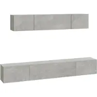 vidaXL 4-tlg. TV-Schrank-Set Betongrau Holzwerkstoff